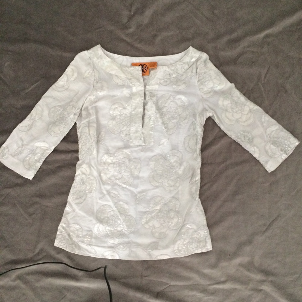 Tory burch silver cream top